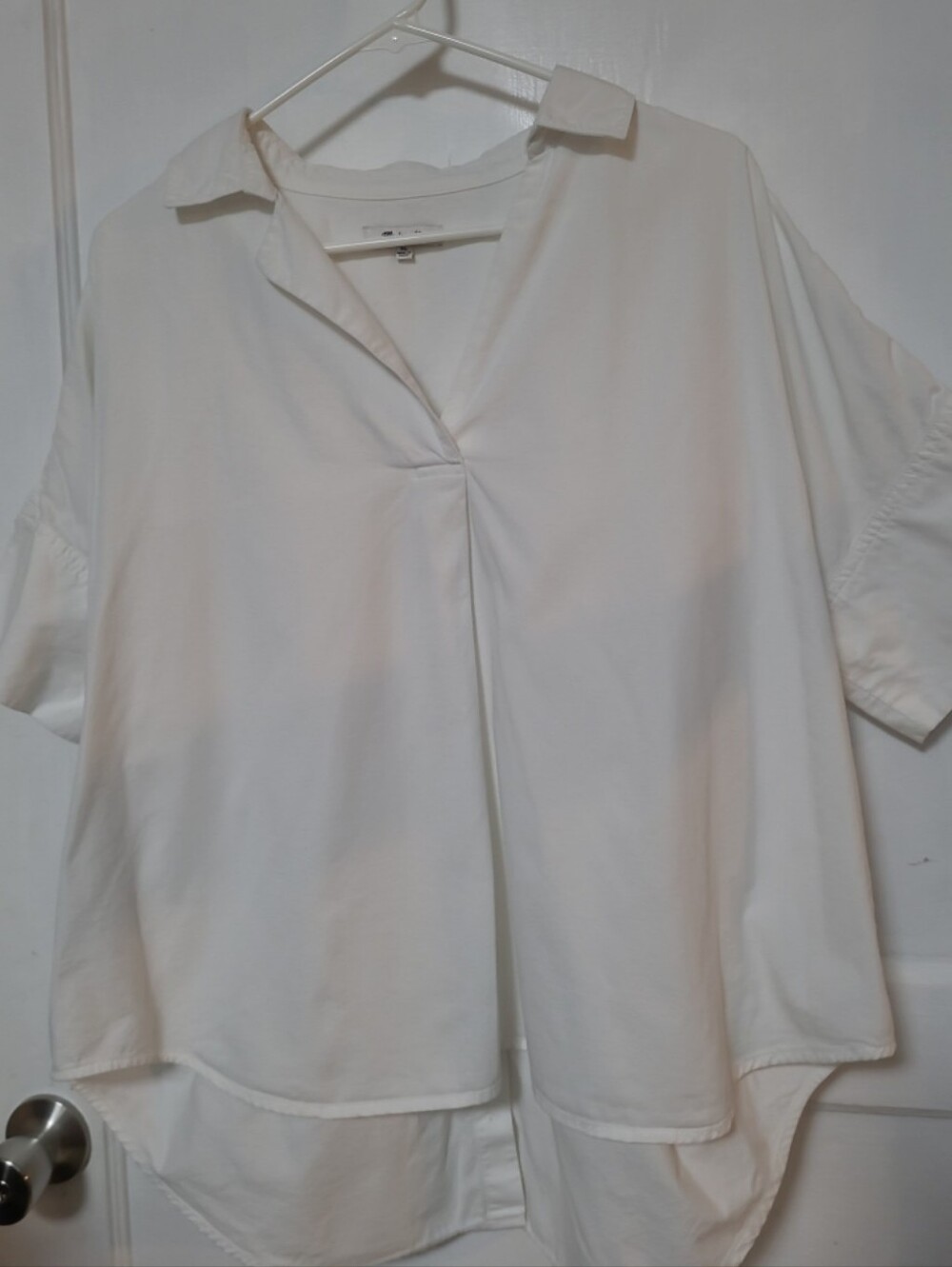Madewell White Relaxed Pullover V-Neck Blouse XL Rear Buttons